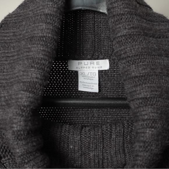 Pure Alfred Sung Grey Cable Knit 3/4 Sleeved Sweater Size XL - Picture 3 of 6